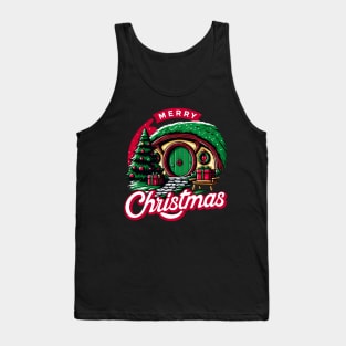 Merry Christmas - Festive Halfling Hole with Tree and Presents - Fantasy Christmas Tank Top